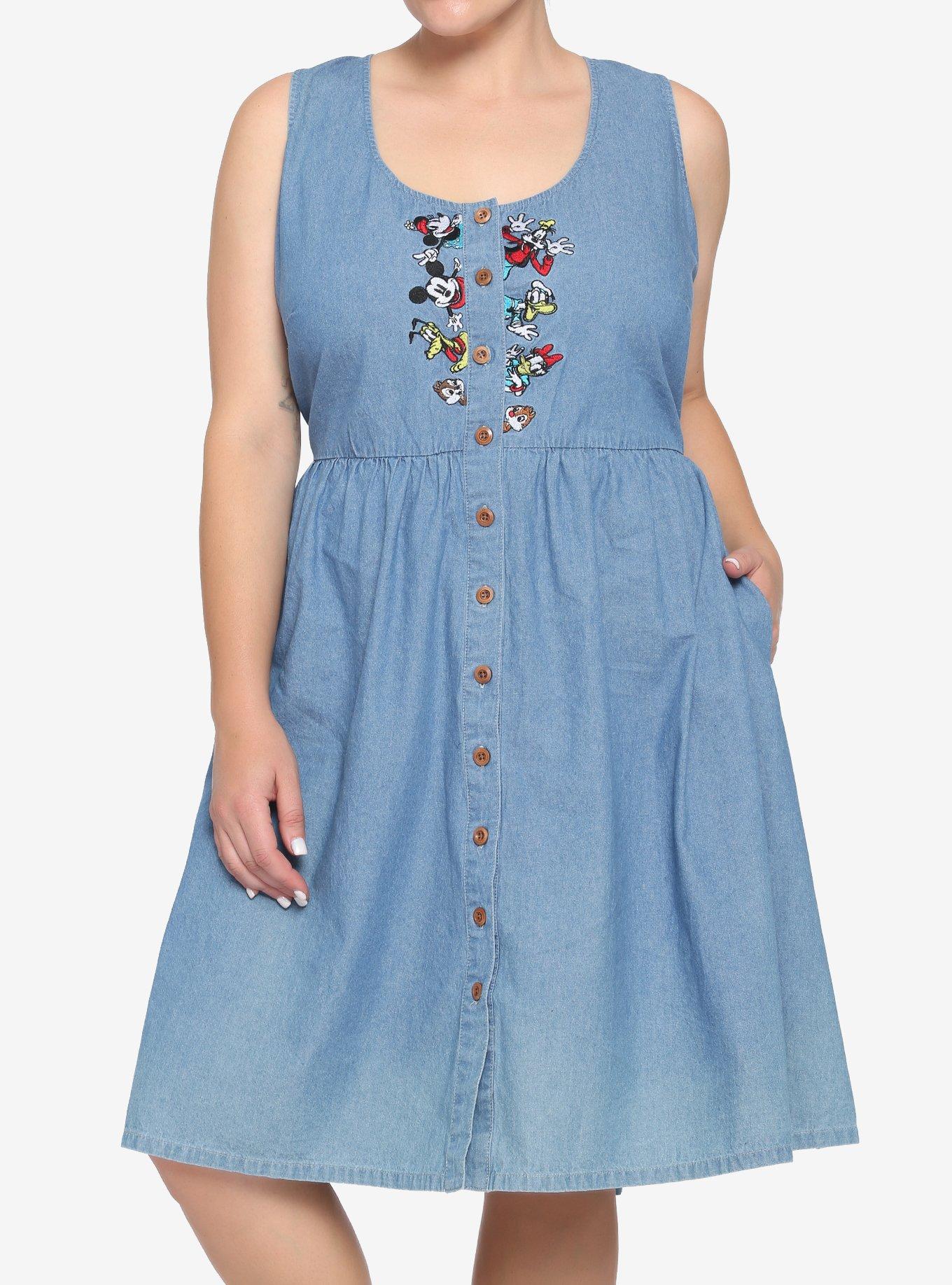 Disney Mickey & Friends Characters Chambray Dress Plus Size, MULTI, hi-res