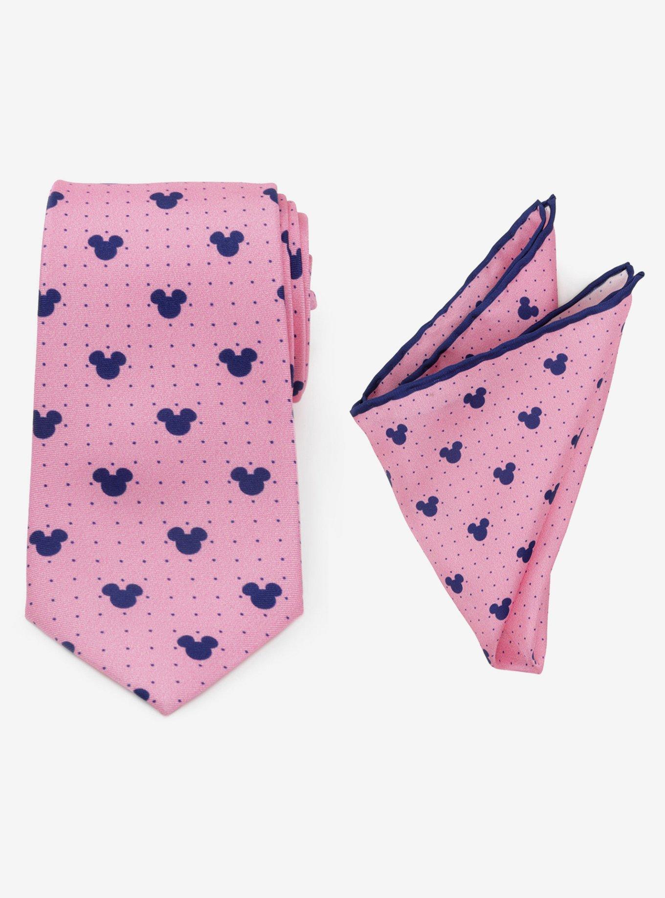 Disney Mickey Mouse Dot Pink Tie and Pocket Square Set, , hi-res