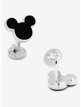 Plus Size Disney Sterling Silver and Onyx Mickey Mouse Cufflinks, , hi-res