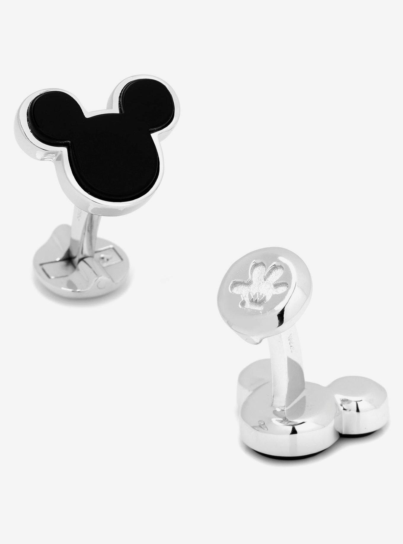 Disney Sterling Silver and Onyx Mickey Mouse Cufflinks, , hi-res