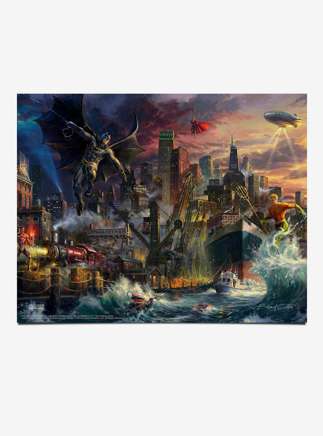 DC Comics Justice League Showdown at Gotham City Pier 11" x 14" Art Print, , hi-res