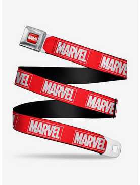 Marvel Red Brick Logo Red White Youth Seatbelt Belt, , hi-res
