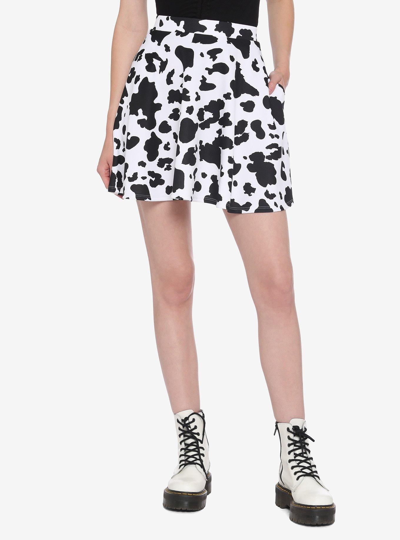 Cow Print Skater Skirt Hot Topic