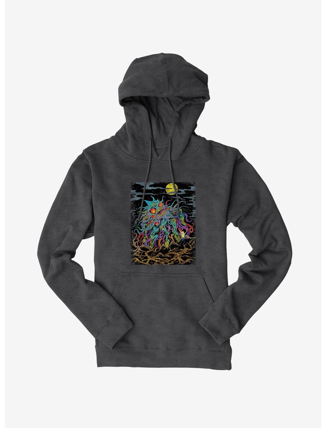 Rick And Morty Monster And Moon Hoodie, CHARCOAL HEATHER, hi-res