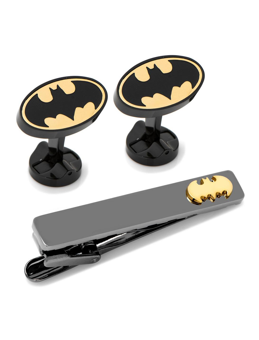 DC Comics Batman Black and Gold Cufflinks and Tie Clip Set, , hi-res