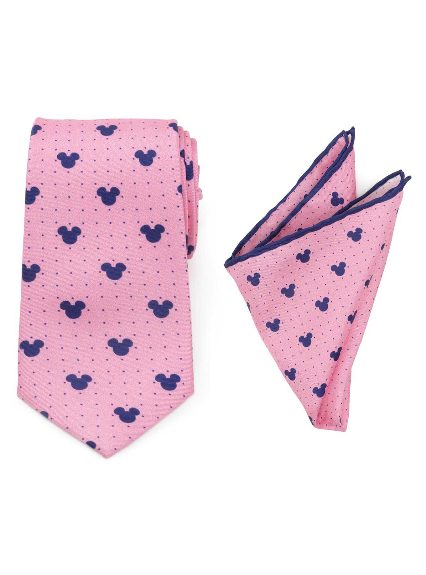 Disney Mickey Mouse Dot Pink Tie and Pocket Square Set, , hi-res
