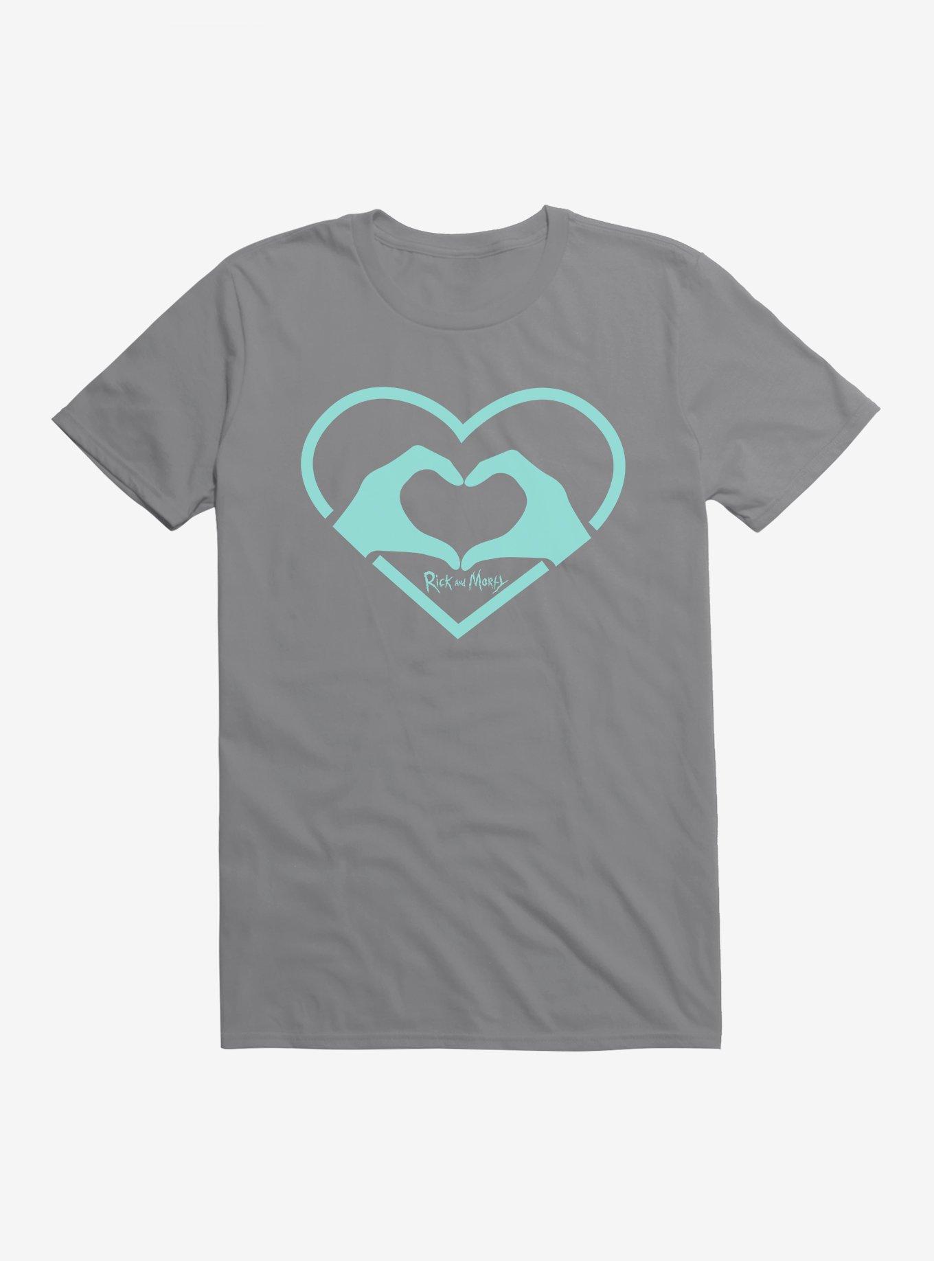 Rick And Morty Heart Hands T-Shirt, STORM GREY, hi-res
