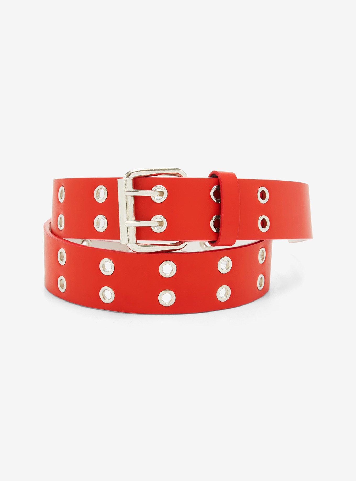 Red Faux Leather Grommet Belt Hot Topic