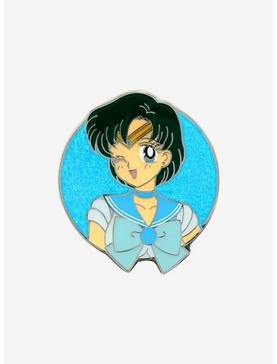 Sailor Moon Sailor Mercury Glitter Portrait Enamel Pin - BoxLunch Exclusive, , hi-res