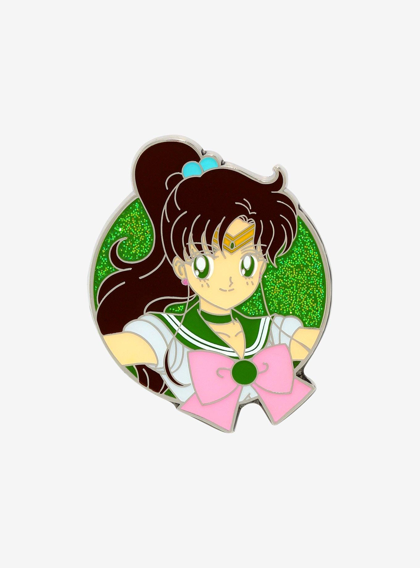 Sailor Moon Sailor Jupiter Glitter Portrait Enamel Pin - BoxLunch Exclusive, , hi-res