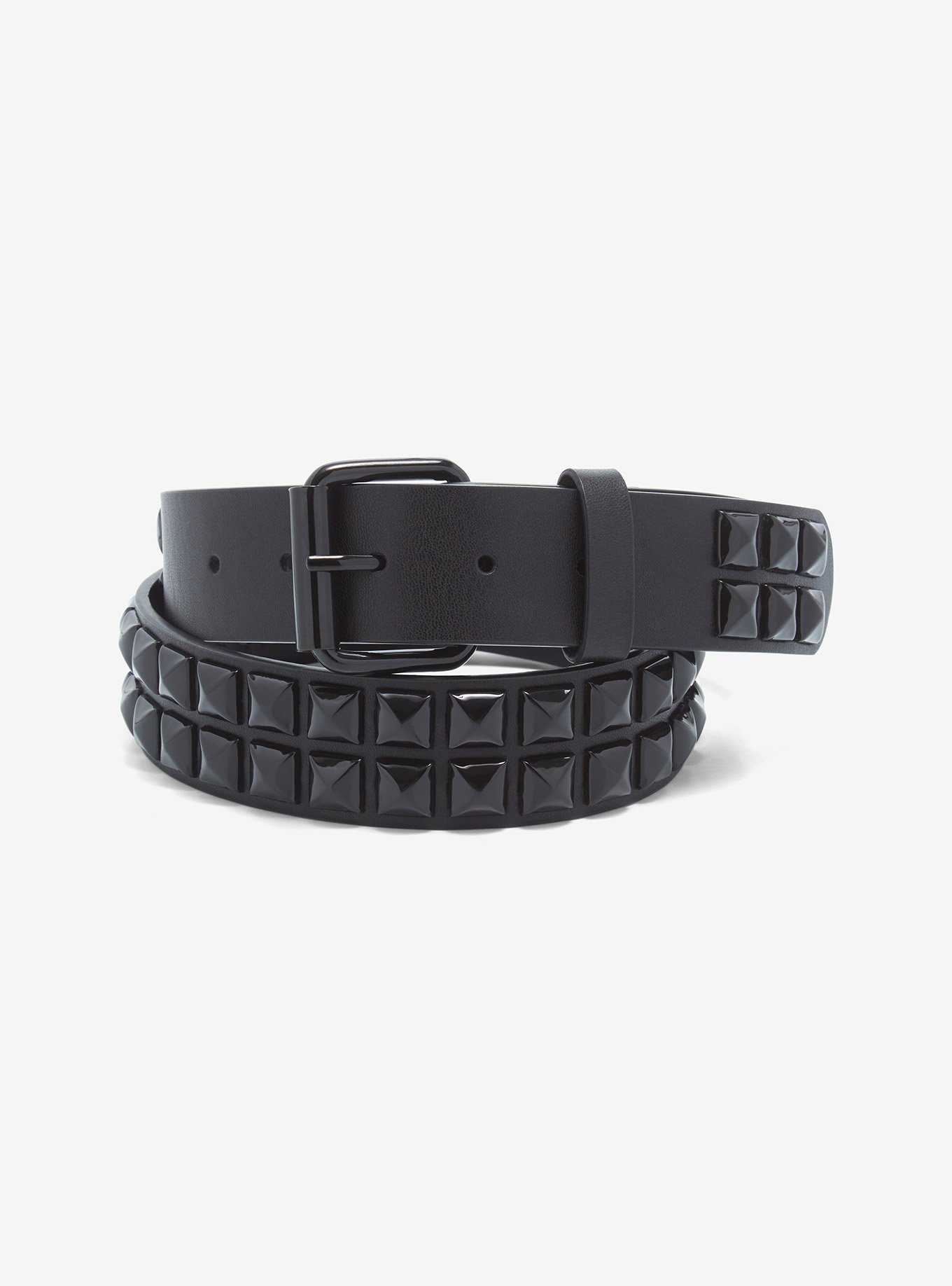 Black Two Row Pyramid Belt, , hi-res