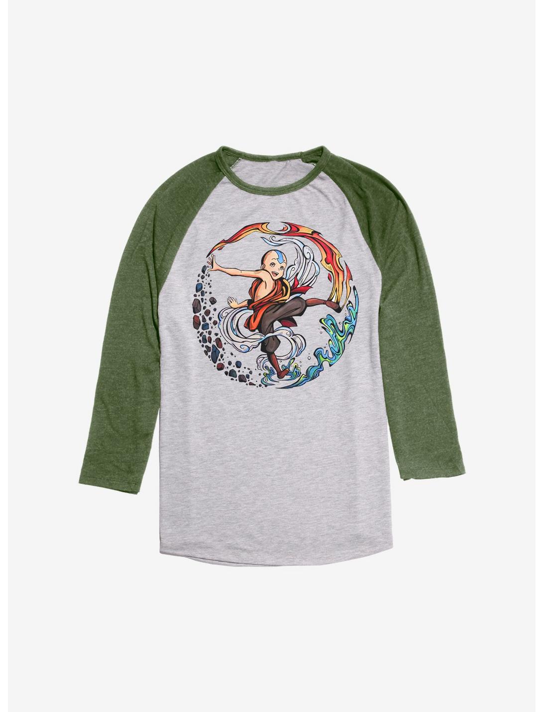 Avatar: The Last Airbender Aang The Avatar Raglan, Ath Heather With Moss, hi-res