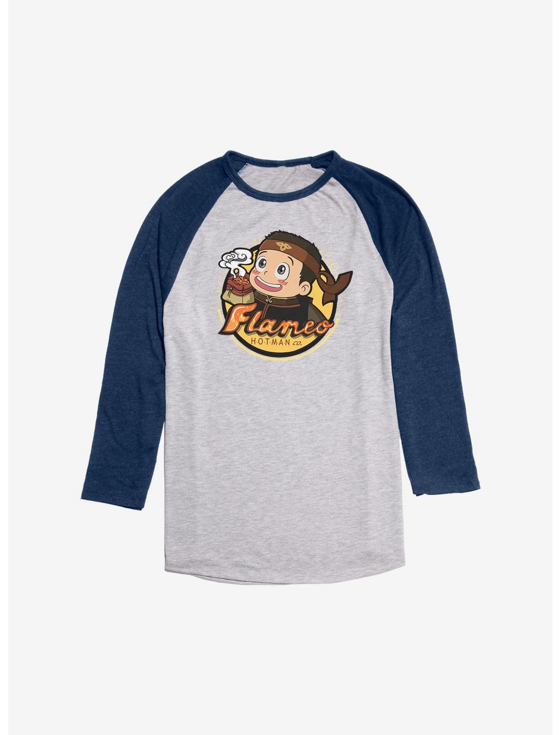 Avatar: The Last Airbender Flameo Hotman Raglan - BoxLunch Exclusive, Ath Heather With Navy, hi-res