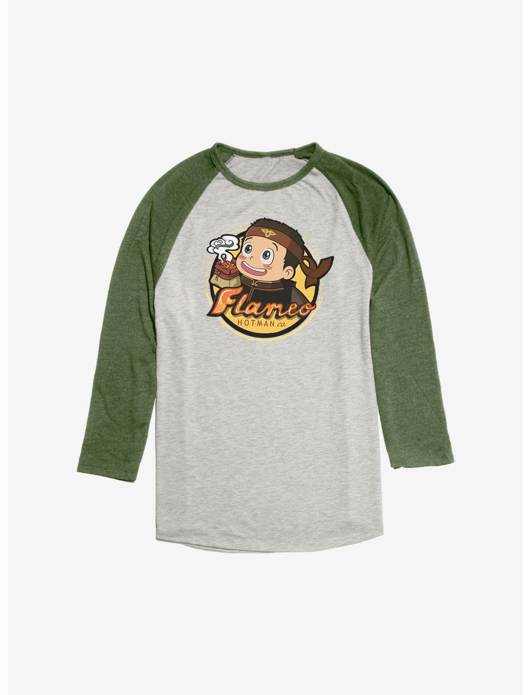 Avatar: The Last Airbender Flameo Hotman Raglan - BoxLunch Exclusive, Oatmeal With Moss, hi-res
