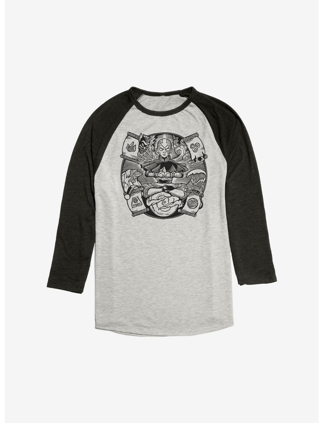 Avatar: The Last Airbender Master Of The Elements Aang Raglan - BoxLunch Exclusive, Oatmeal With Black, hi-res
