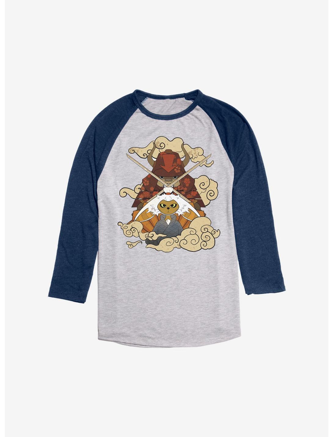 Avatar: The Last Airbender Momo And Appa Dream Battle Raglan, Ath Heather With Navy, hi-res