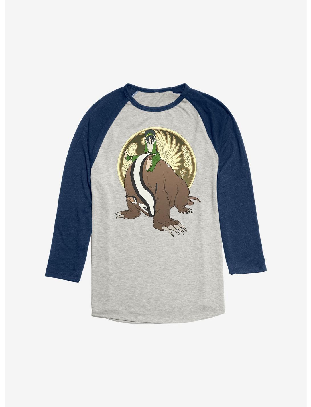Avatar: The Last Airbender Toph And The Badgermole Raglan, Oatmeal With Navy, hi-res