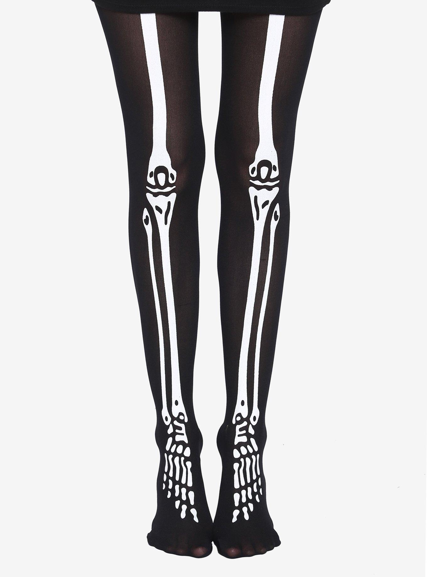skeleton print tights