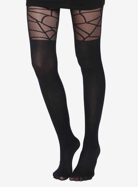 Spiderweb Faux Thigh High Tights | Hot Topic