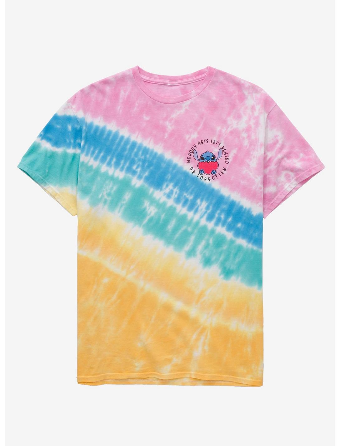 Disney Pride Lilo & Stitch Nobody Gets Left Behind Tie-Dye Women's T-Shirt - BoxLunch Exclusive, RAINBOW, hi-res