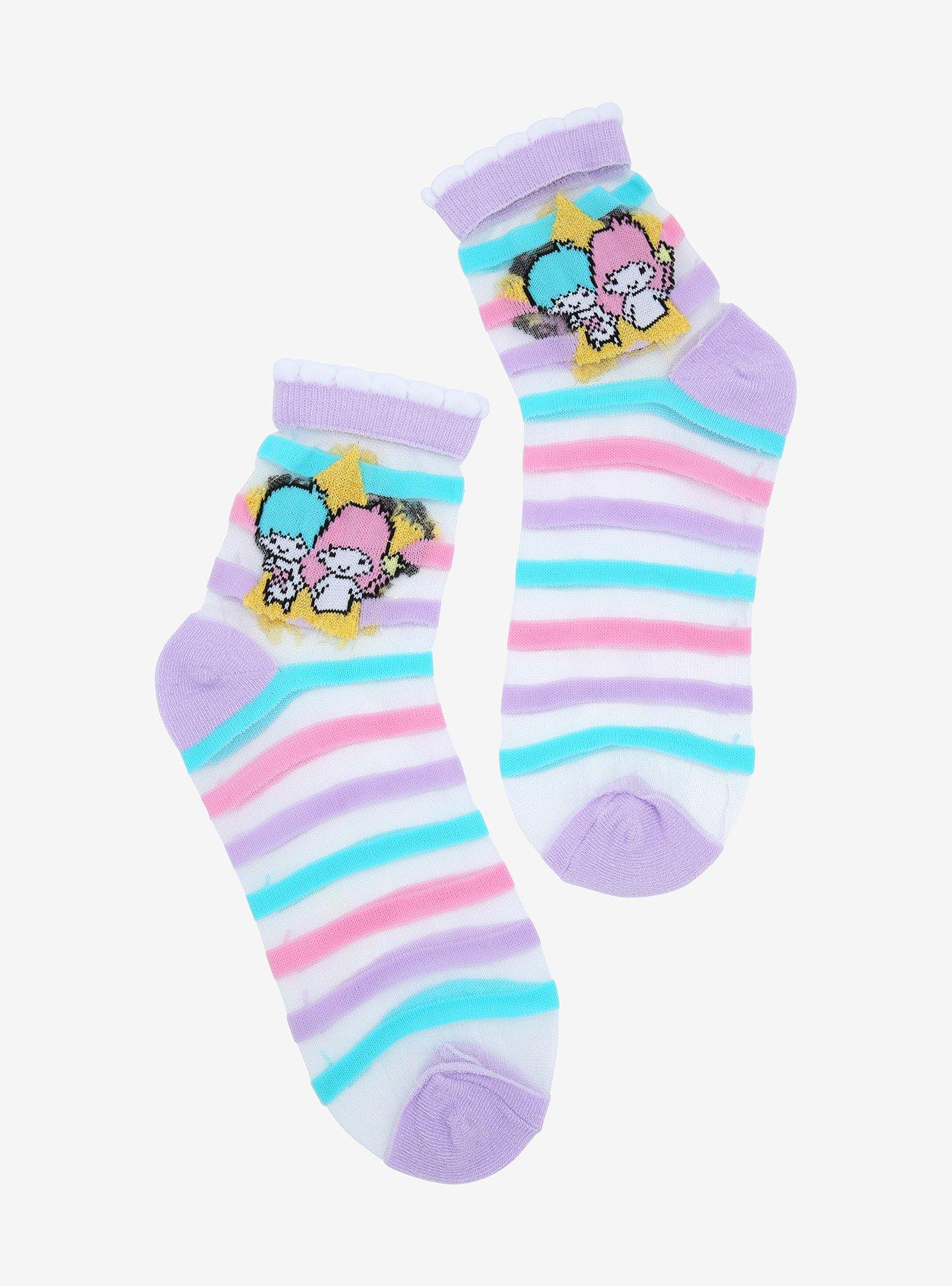 Little Twin Stars Stripe Pastel Ankle Socks, , hi-res