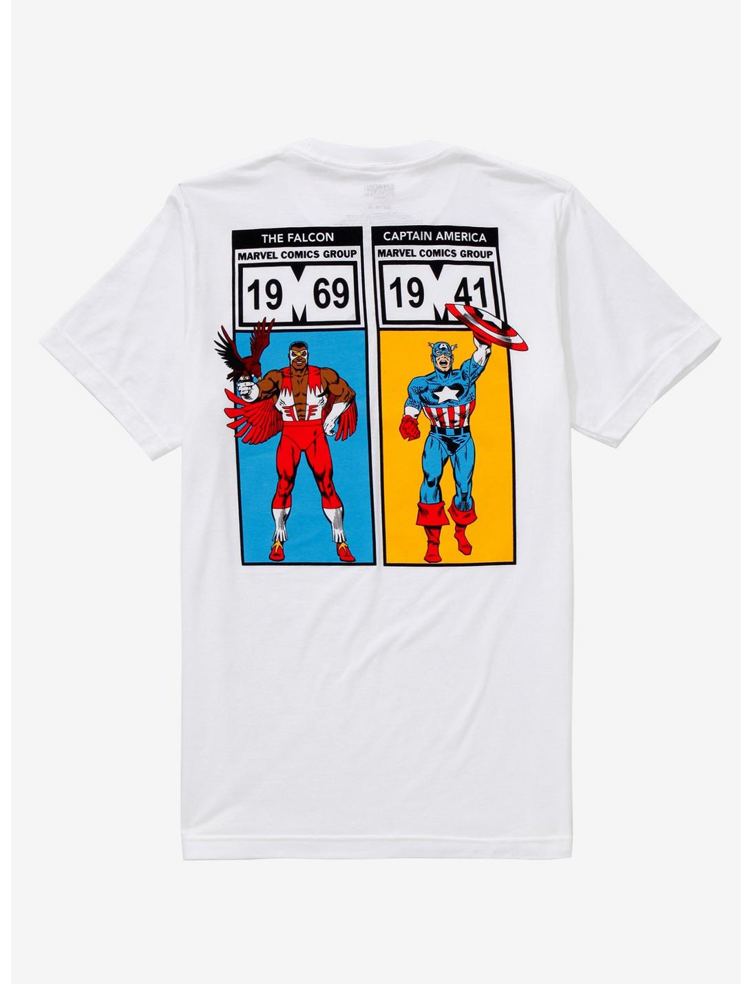 Marvel The Falcon & Captain America Retro T-Shirt - BoxLunch Exclusive, OFF WHITE, hi-res