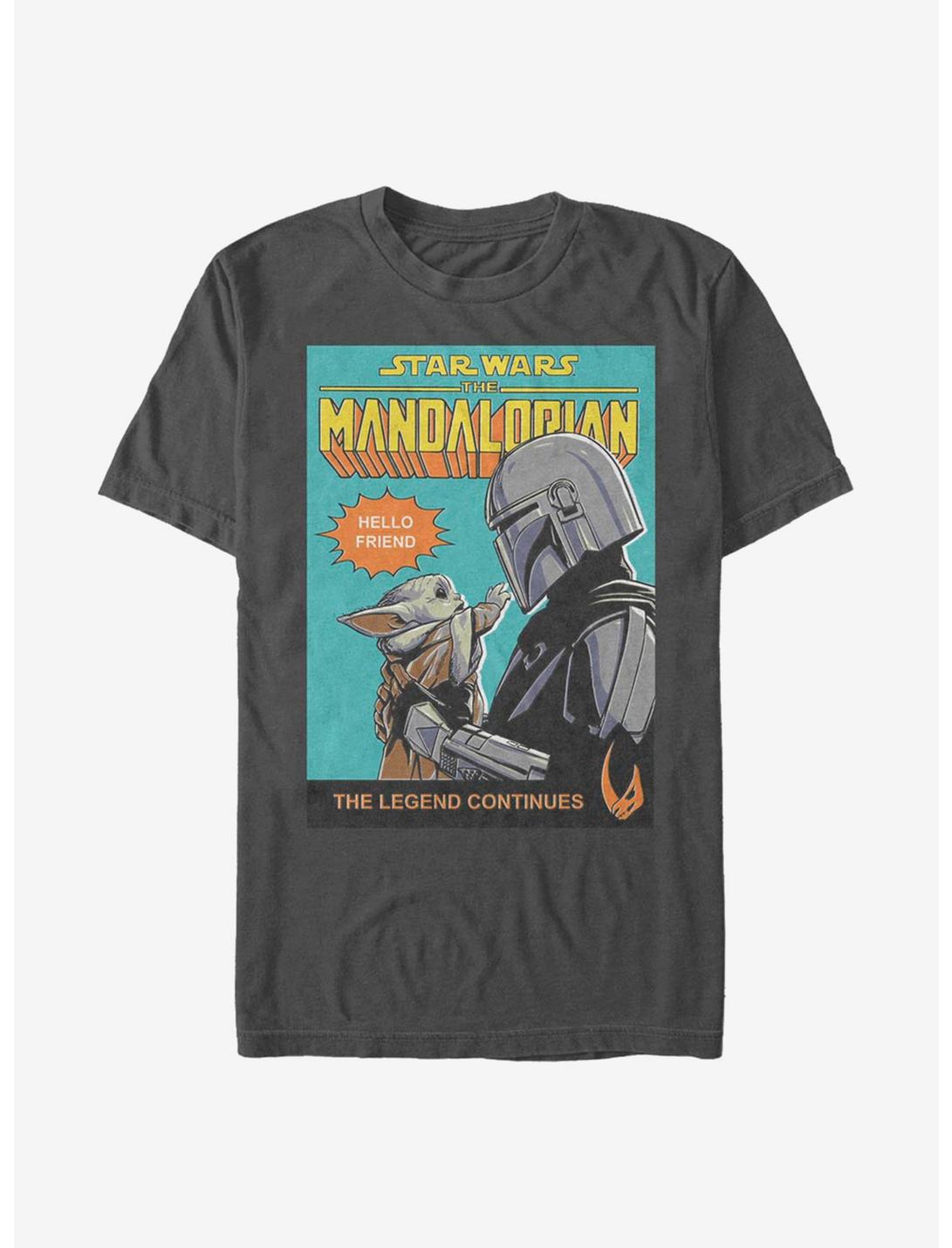 Extra Soft Star Wars The Mandalorian Hello Friend Poster T-Shirt, CHARCOAL, hi-res