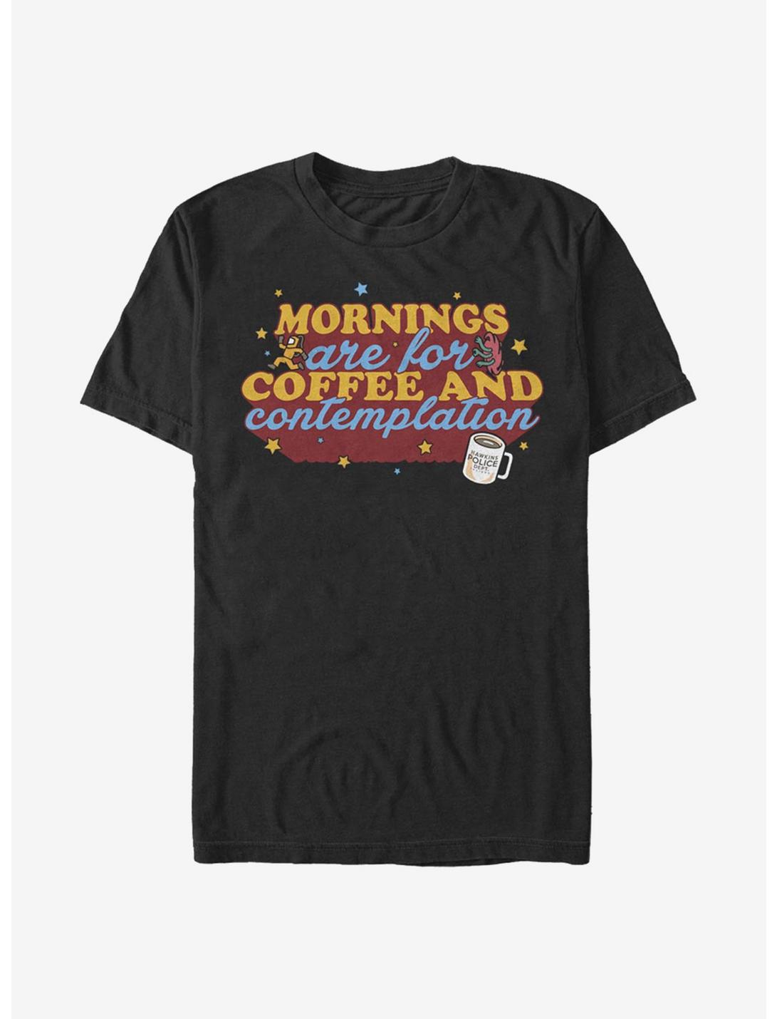 Extra Soft Stranger Things Coffee Contemplations T-Shirt, BLACK, hi-res