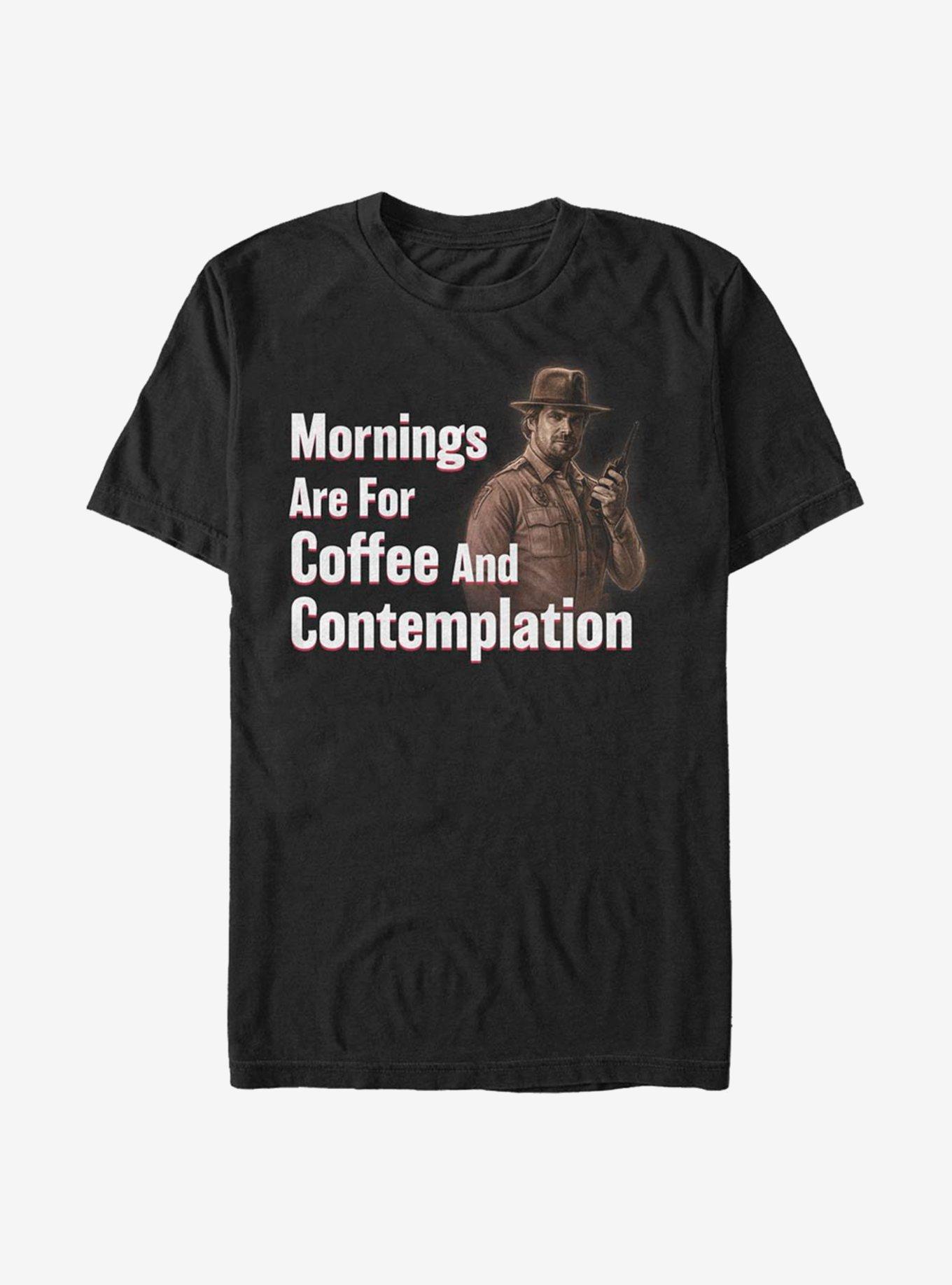 Extra Soft Stranger Things Hopper Coffee And Contemplation T-Shirt, BLACK, hi-res