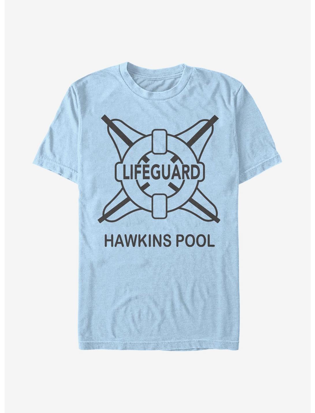 Extra Soft Stranger Things Hawkins Pool Lifeguard T-Shirt, LT BLUE, hi-res