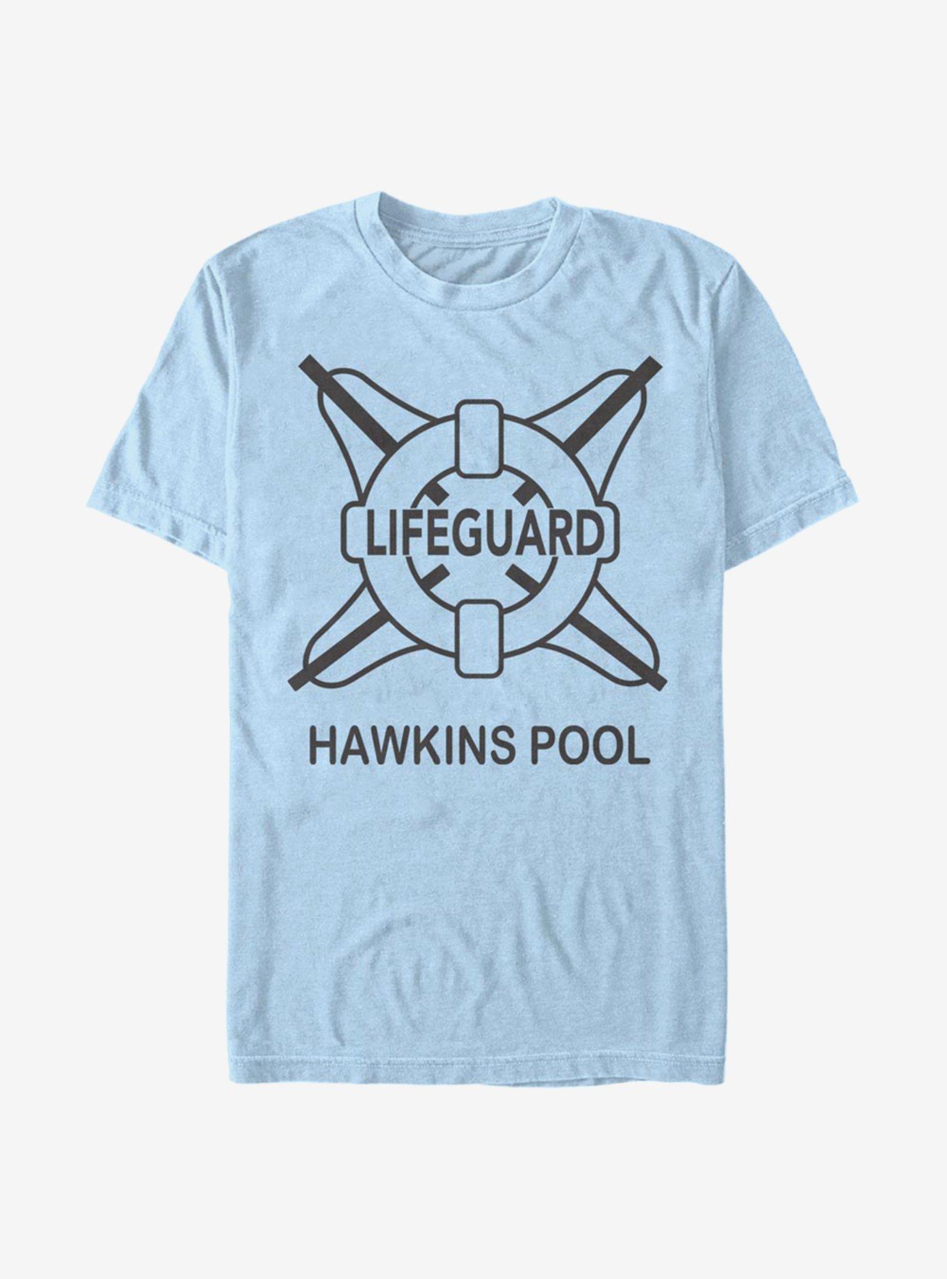 Extra Soft Stranger Things Hawkins Pool Lifeguard T-Shirt, LT BLUE, hi-res