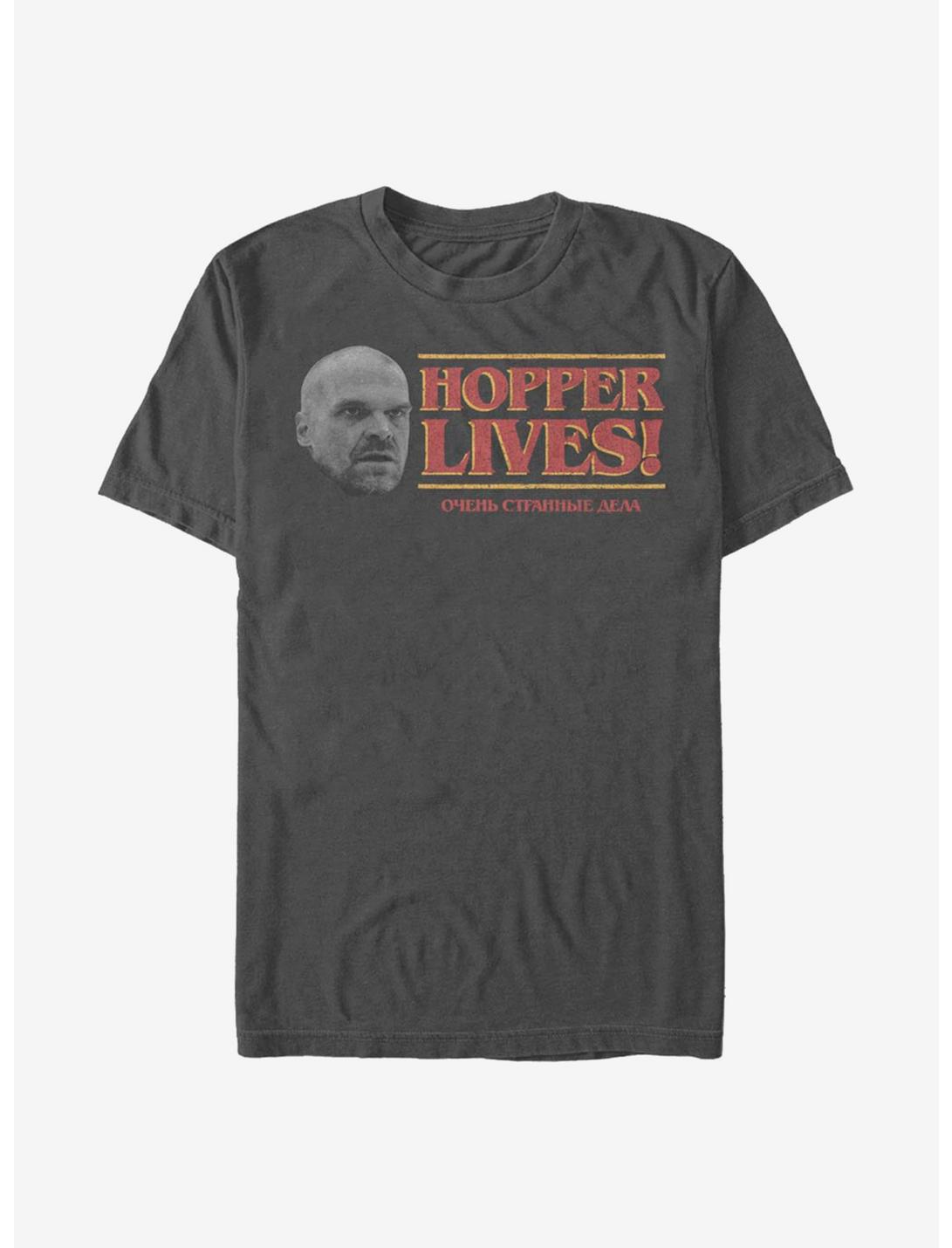 Extra Soft Stranger Things Hopper Lives! T-Shirt, CHARCOAL, hi-res