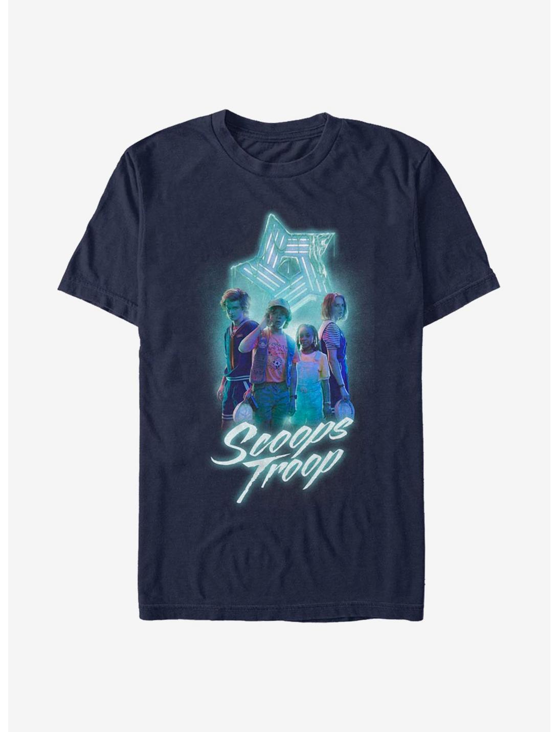 Extra Soft Stranger Things Scoops Troop The Crew T-Shirt, NAVY, hi-res