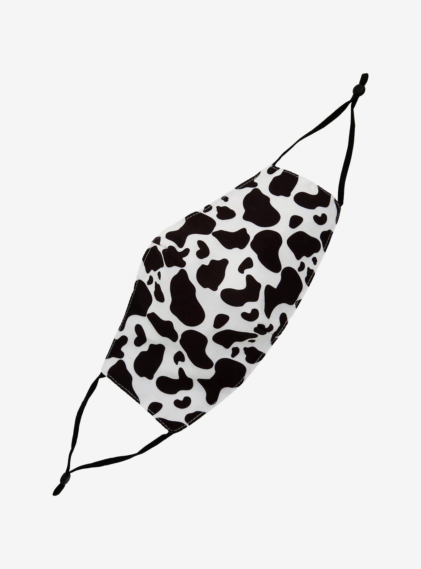 Black & White Cow Print Fashion Face Mask, , hi-res