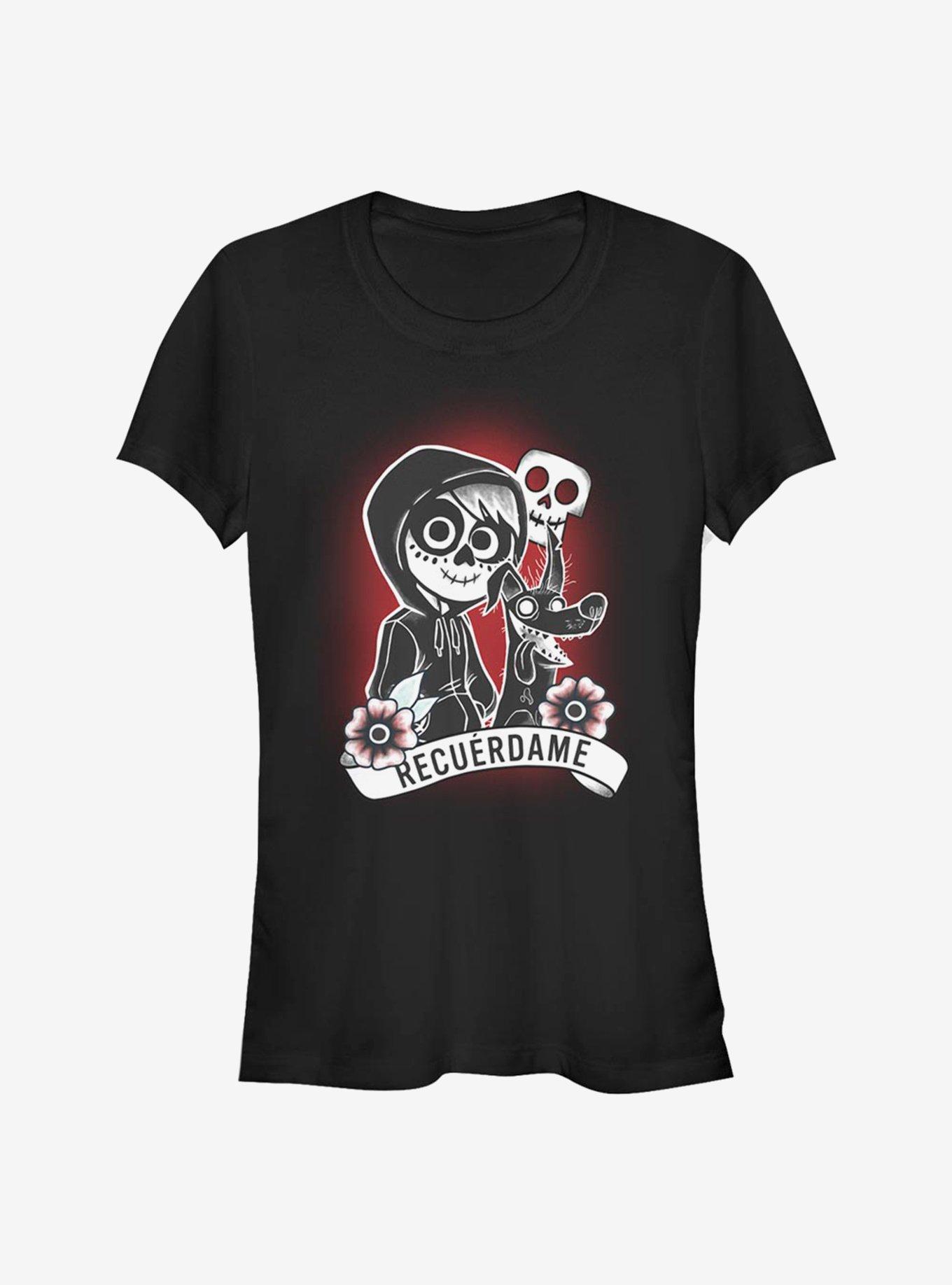 Disney Pixar Coco Recuerdame Tattoo Girls T-Shirt, BLACK, hi-res