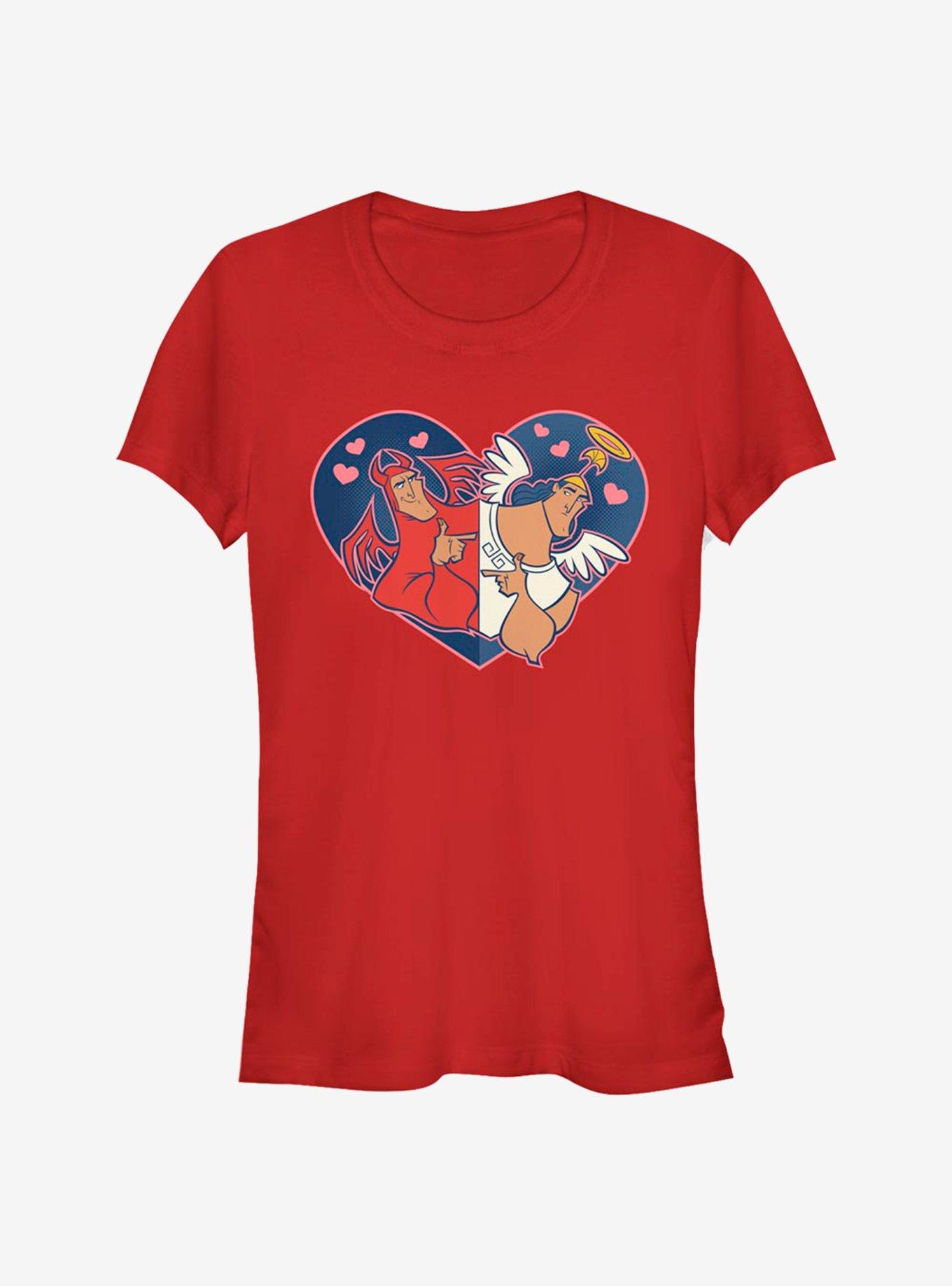 Disney The Emperor's New Groove Kronk Angel & Devil Heart Girls T-Shirt, RED, hi-res