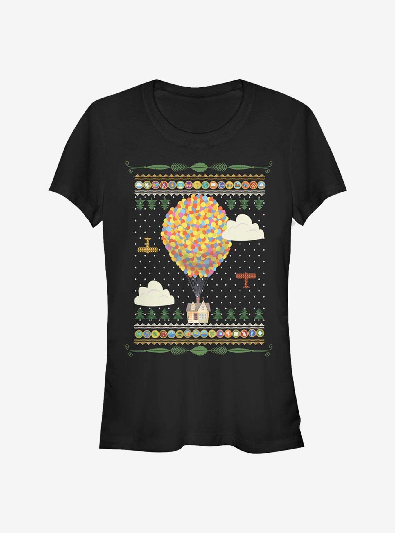 Disney Pixar Up Ugly Holiday Sweater Girls T-Shirt, BLACK, hi-res