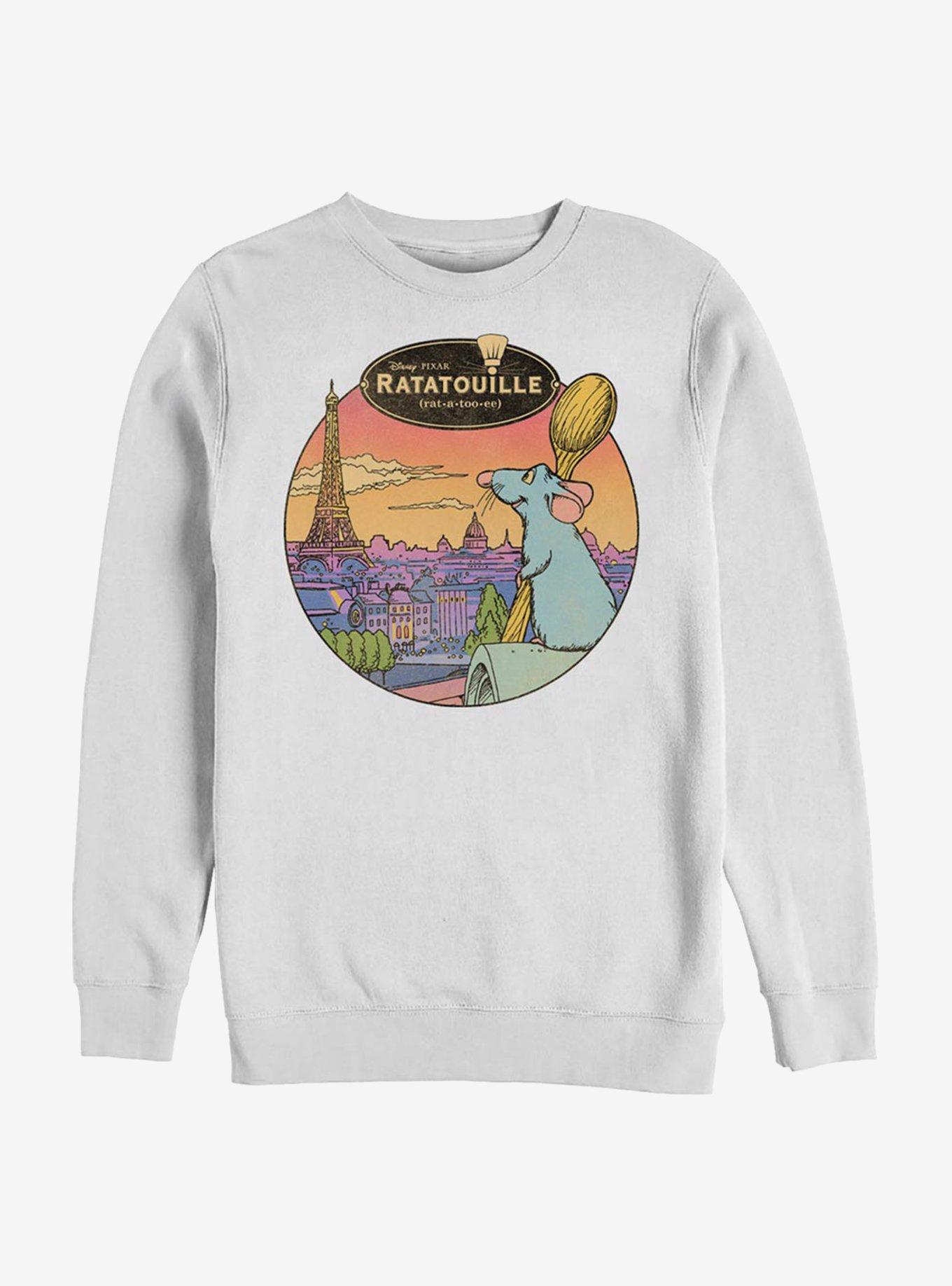 Disney Pixar Ratatouille Le Rat Parisian Crew Sweatshirt WHITE