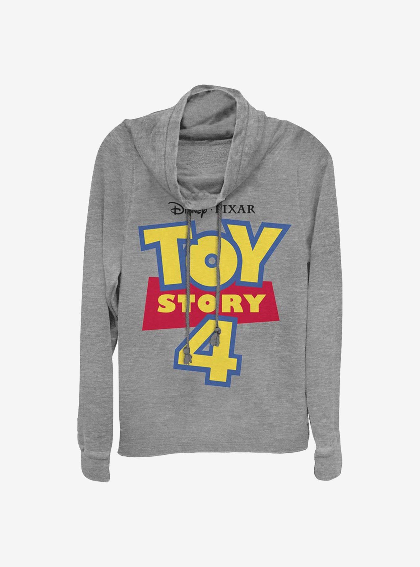 Disney Pixar Toy Story 4 Movie Title Cowlneck Long-Sleeve Girls Top, GRAY HTR, hi-res