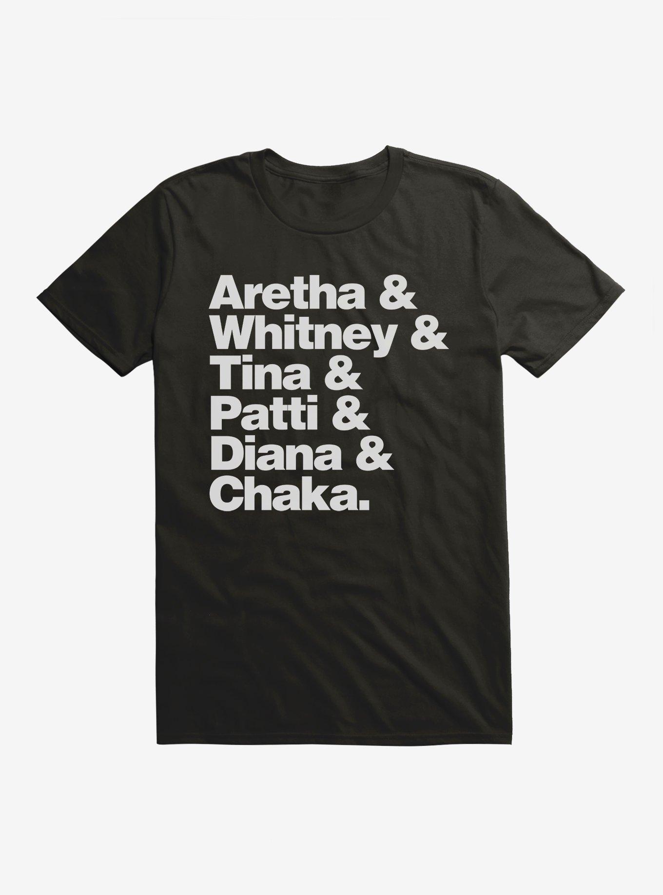 Black History Month Aretha Whitney Tina Patti Diana Chaka T-Shirt, BLACK, hi-res