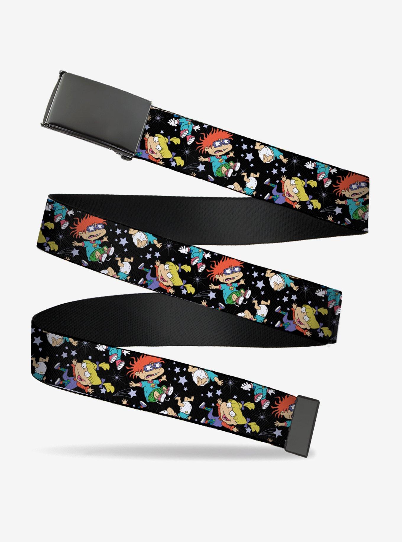 Rugrats 3 Characters In Space Scattered Black Clamp Belt, , hi-res