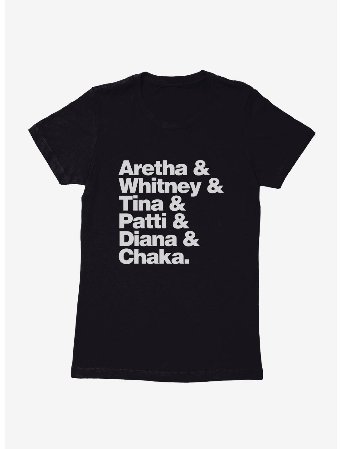 Black History Month Aretha Whitney Tina Patti Diana Chaka Womens T-Shirt, BLACK, hi-res