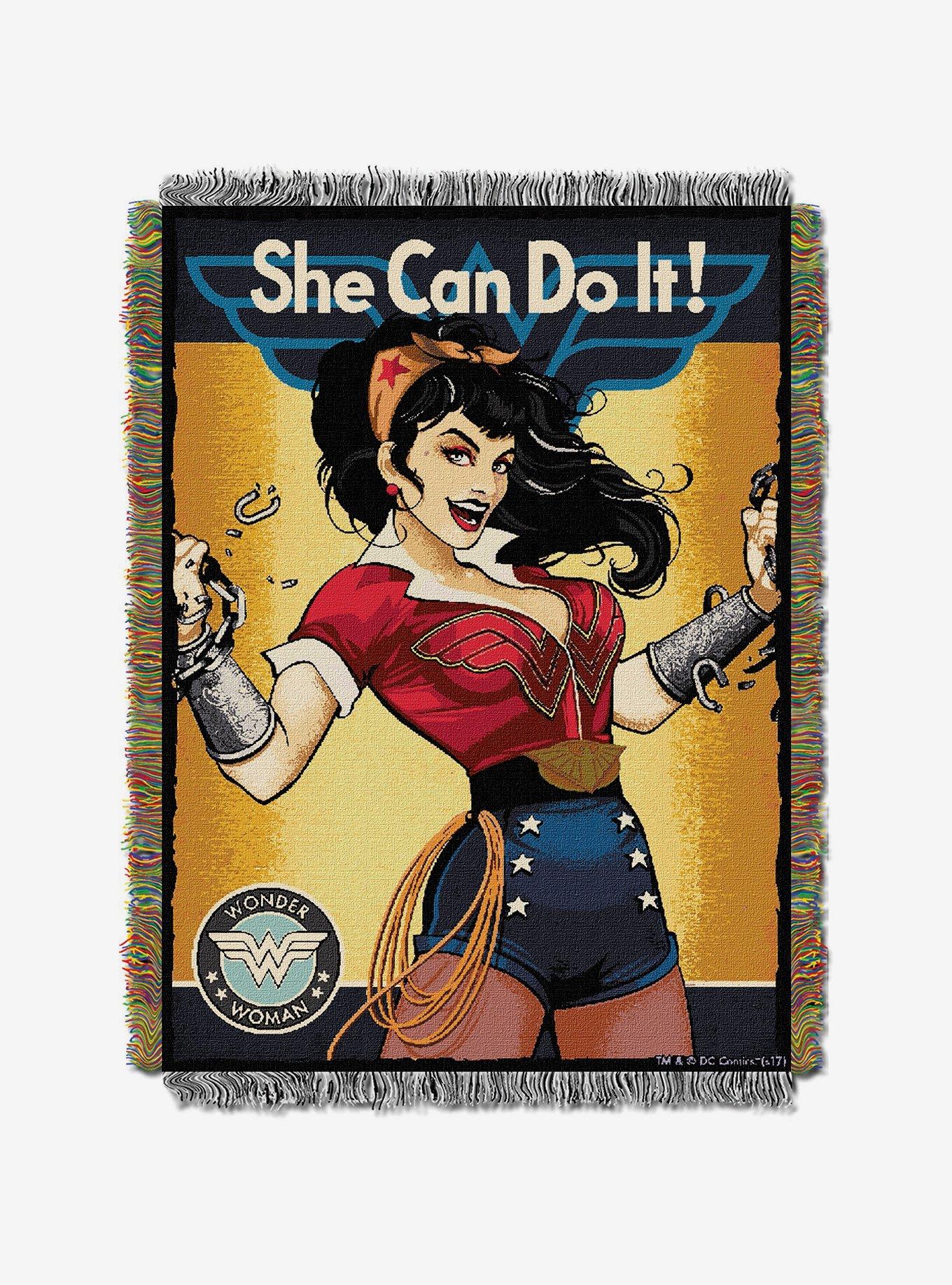DC Comics Wonder Woman She Can Tapestry Throw, , hi-res