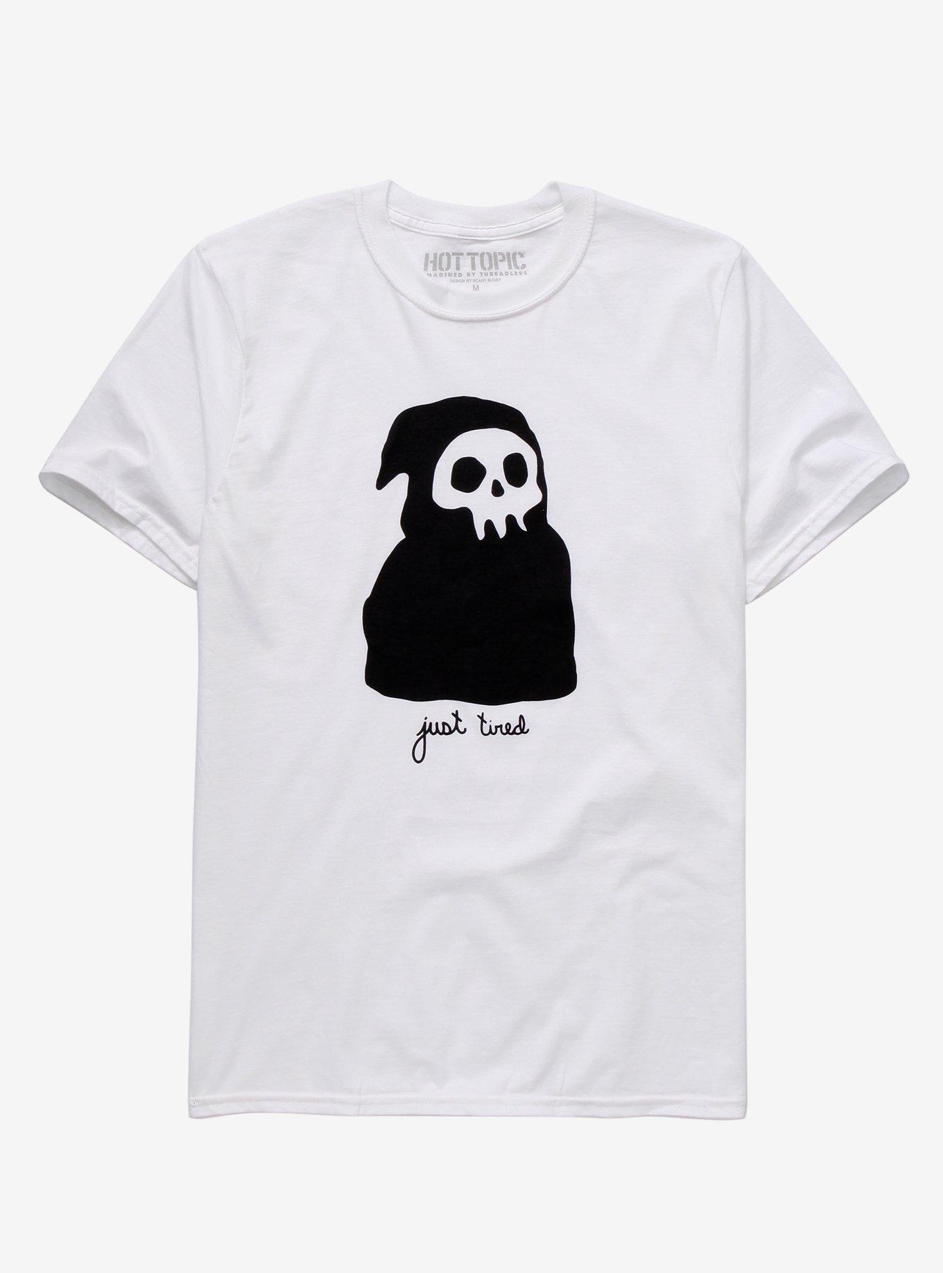 Just Tired Grim Reaper T-Shirt By Scary Busey, BLACK, hi-res