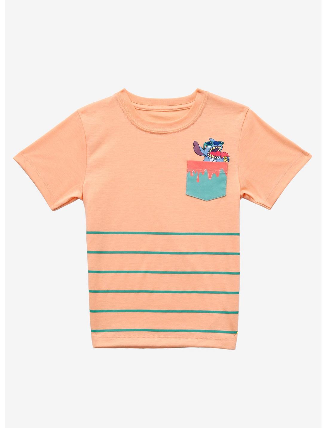 Disney Lilo & Stitch Ice Cream Time Toddler Pocket T-Shirt - BoxLunch Exclusive, ORANGE, hi-res