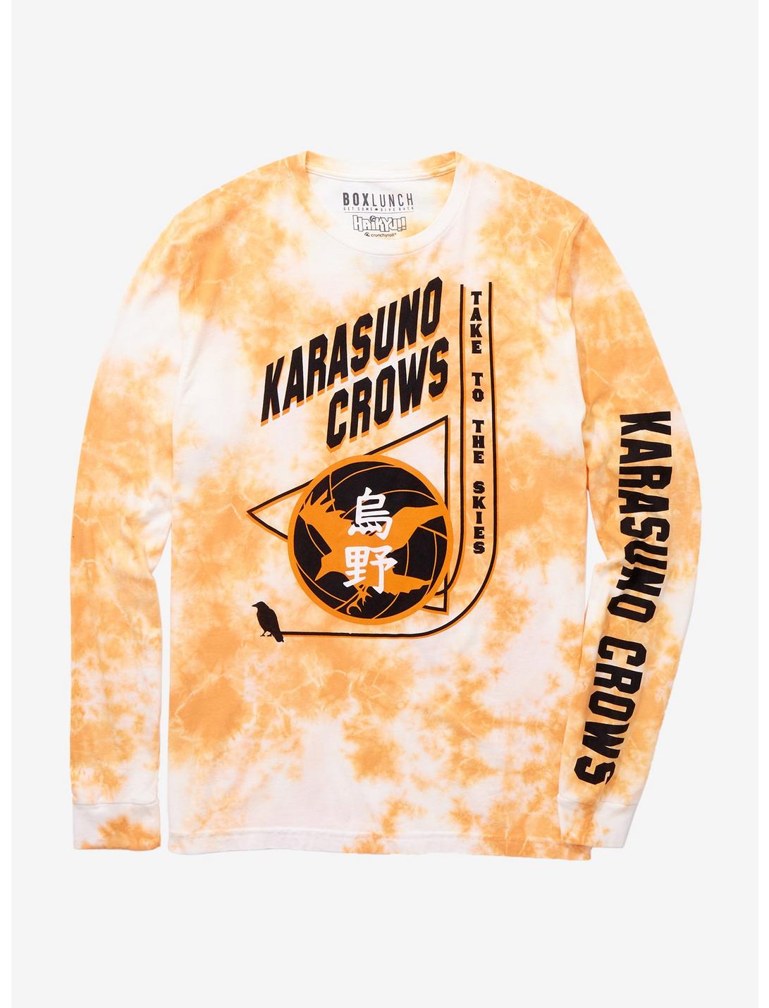 Haikyu!! Karasuno Crows Tie-Dye Long Sleeve T-Shirt - BoxLunch Exclusive, ORANGE, hi-res
