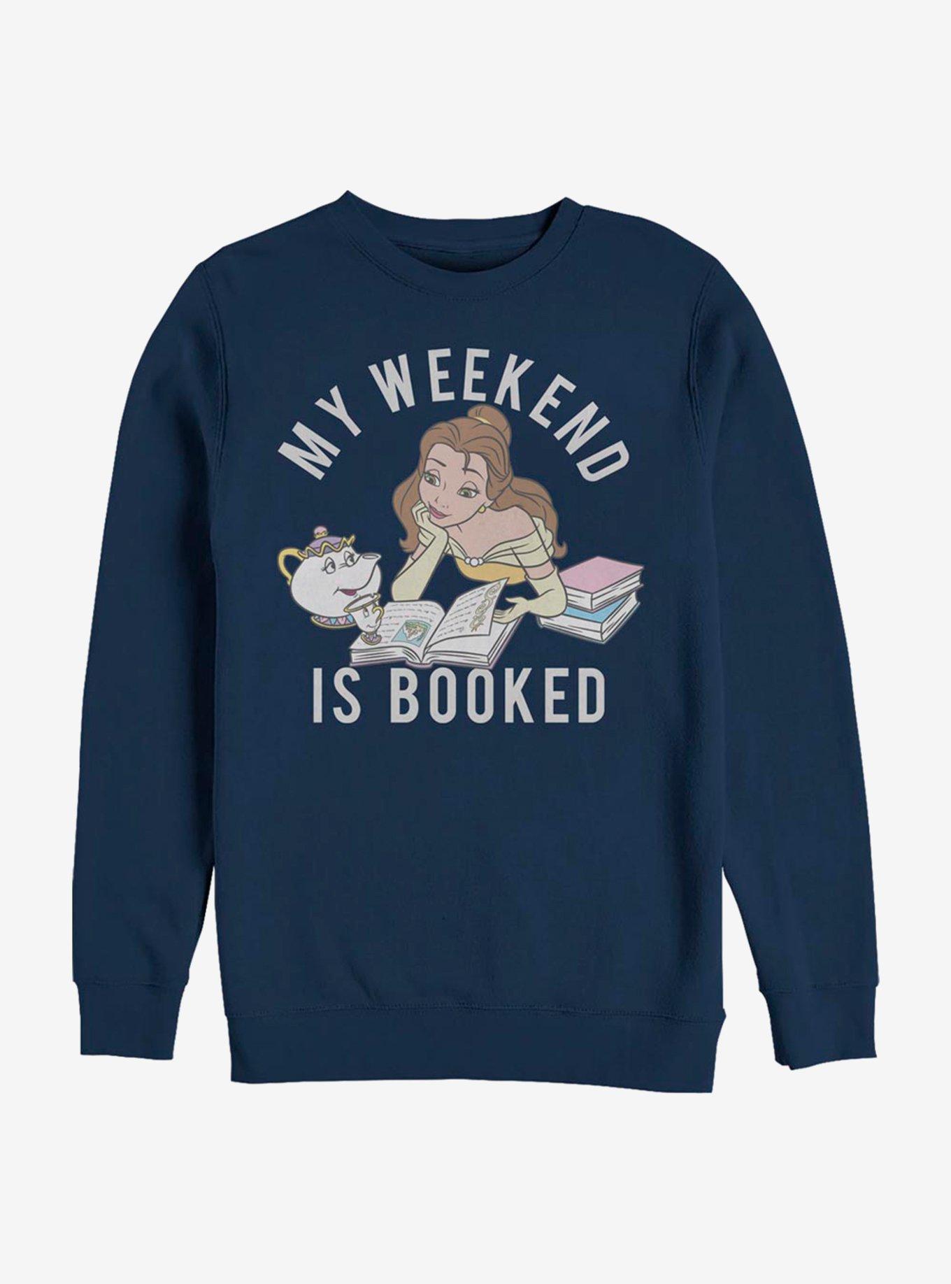 Disney Beauty And The Beast Booked Crew Sweatshirt, NAVY, hi-res