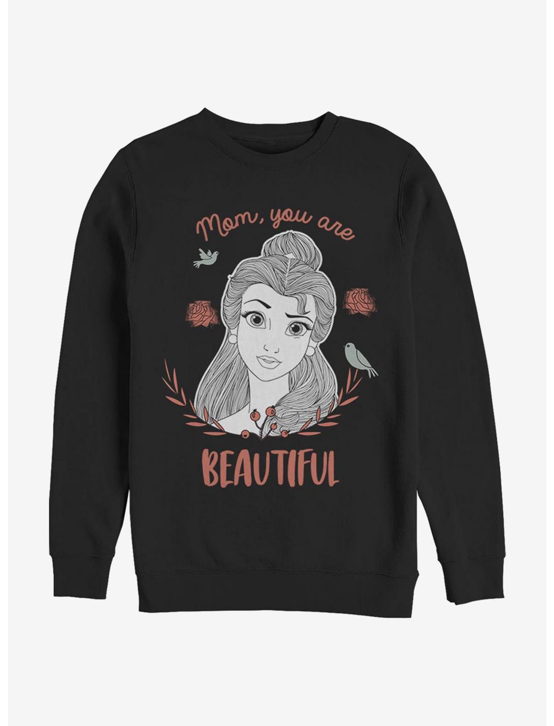 Disney Beauty And The Beast Beautiful Mom Crew Sweatshirt, BLACK, hi-res