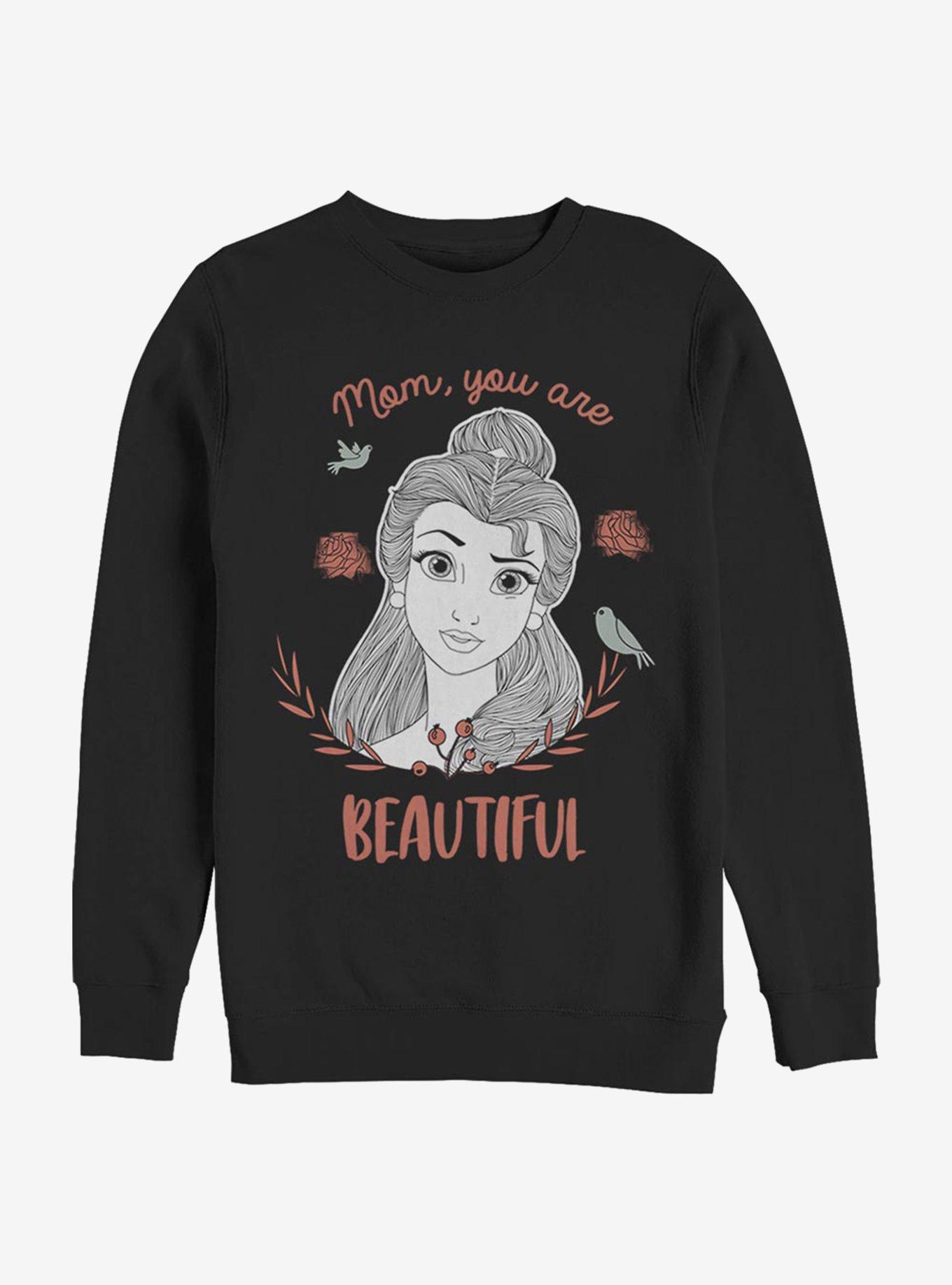 Disney Beauty And The Beast Beautiful Mom Crew Sweatshirt, BLACK, hi-res