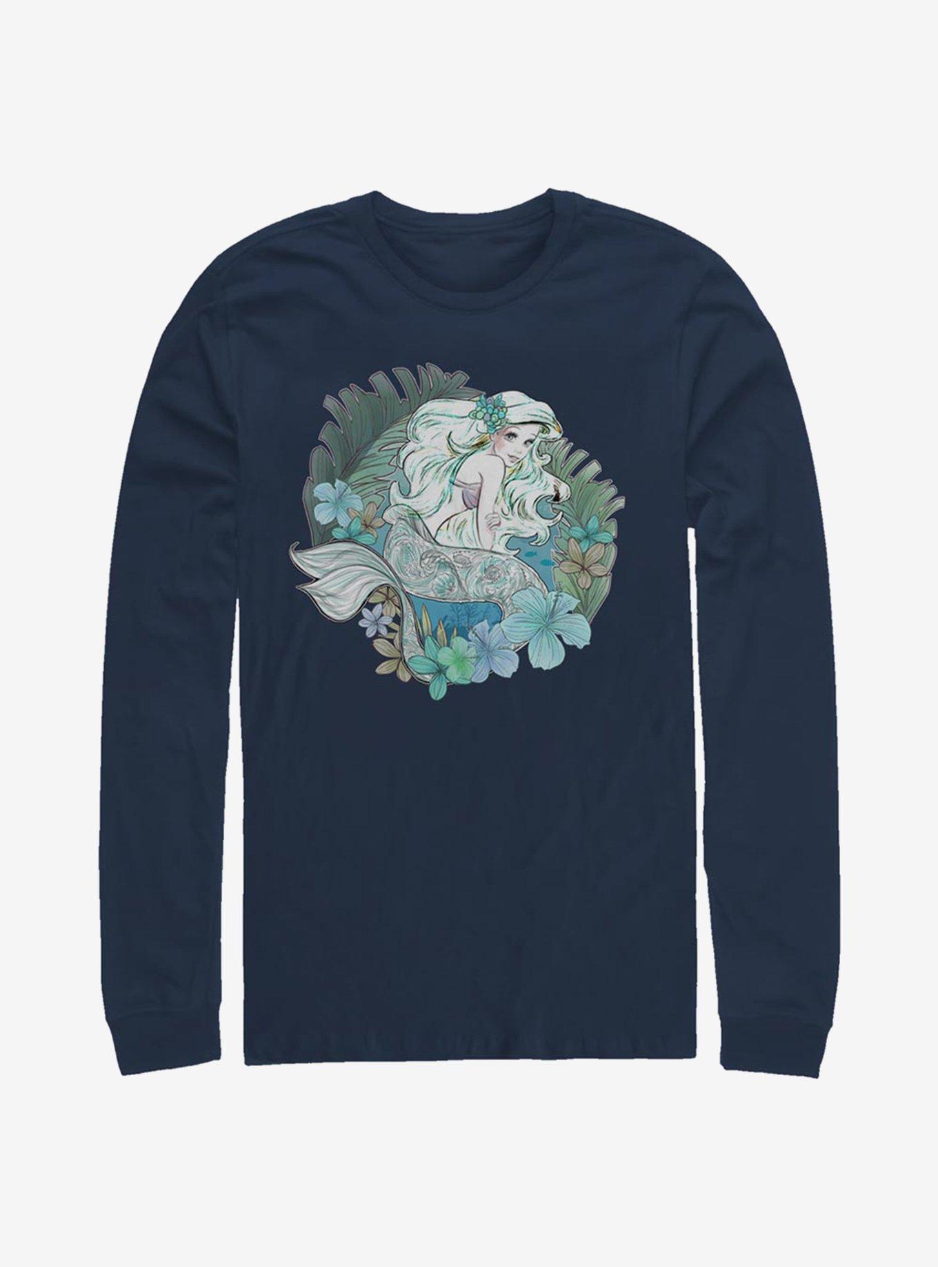 Disney The Little Mermaid Tonal Ariel Long-Sleeve T-Shirt, NAVY, hi-res